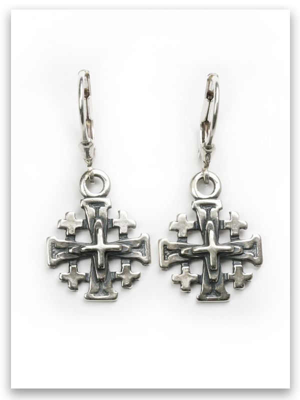 Buy Gold Plate And Silver Jerusalem Cross Stones Texture Pendant by Marina  Jewelry | Israel-Catalog.com